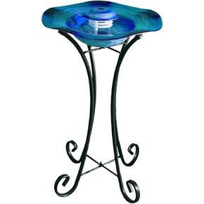 نافورة رذاذ أرضية بطول 27 بوصة من XBrand مع 12 مصباح LED متغير اللون وتحكم مضمن - تصميم زجاجي ومعدني أزرق، نافورة رذاذ زرقاء قائمة بذاتها، نافورة رذاذ داخلية in Kuwait