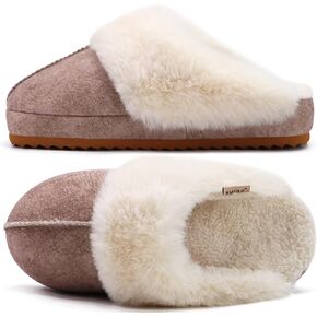 KuaiLu Womens House Platform Slippers Warm Faux Suede Fuzzy Thick Cushioned Memory Foam Ladies Comfy Bedroom Slipper Slip on Indoor Outdoor Home Shoes Arch Support Hard Sole Beige Size 9 in Saudi Arabia