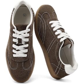 أحذية رياضية نسائية من COOLLULU أحذية رياضية خفيفة الوزن برباط من جلد الغزال مع نعال داخلية من إسفنج الذاكرة أحذية مشي مريحة وأحذية تنس مضادة للانزلاق in Kuwait