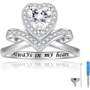 Sterling Silver Urn Ring for Ashes 925 Vintage Cremation Jewelry Ash Cubic Zirconia Butterfly Bereavement Keepsake Rings Memorial Gifts for Women in Kuwait