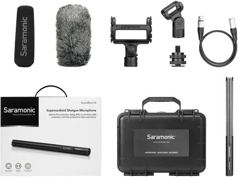 Saramonic External Shotgun Microphone for Camera DSLR with Shockmount Windscreen Professional Condenser Microphones Mic for Video Recording Vlogging Voice Interview YouTube(SOUNDBIRDV6) in Kuwait