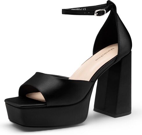 Women's Sandals Peep Toe:Chunky Heels Pumps Ankle Buckle Strap Platform Heels 4.7" High Heeled Evening Party Wedding Dress Shoes in Saudi Arabia