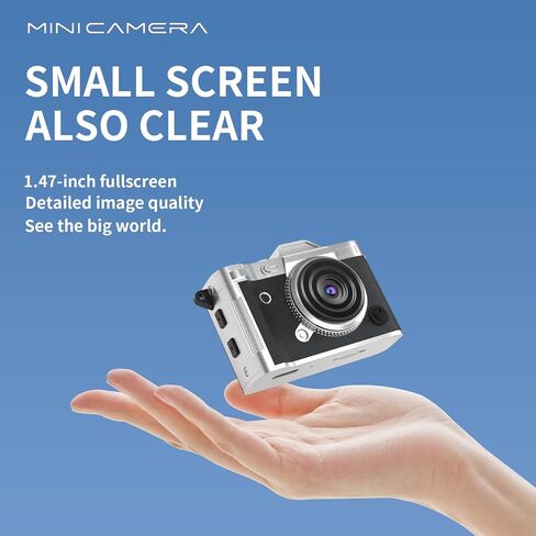 Mini Keychain Camera - 2K FHD Tiny Retro Digital Camera with 32GB Card, 1.47" Screen & OTG Adapter, Vintage Compact Micro Pocket Camera for Kids,Travel,Party (Black) in Kuwait