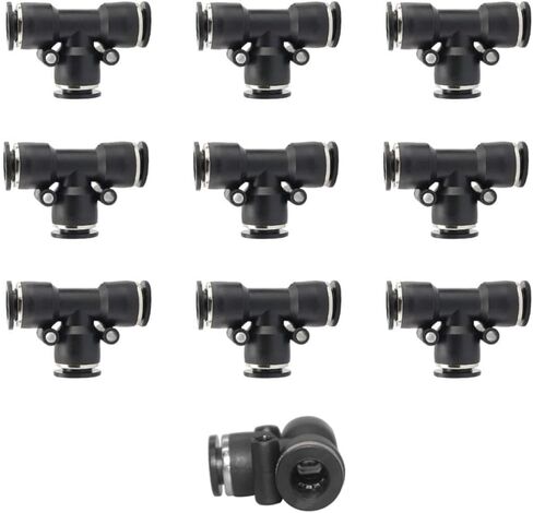 Pneumatic Tee, 1/4" OD Female Push to Connect T-style Air Line Fittings - 10 Pack in Saudi Arabia