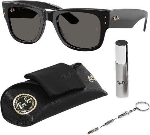 Ray-Ban RB0840S MEGA WAYFARER BLACKED OUT COLLECTION Square Shaped Sunglasses with Official RAYBAN Eyewear Kit in Saudi Arabia