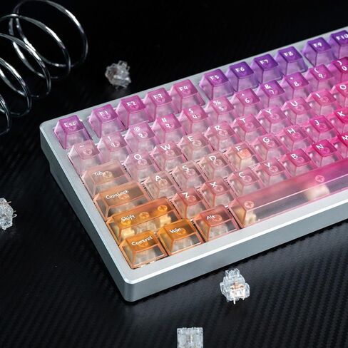 mintcaps 128keys Keyboard Keycaps Shine Through Clear Blue Keycap Set, Cherry Transparent Key Caps for Cherry Gateron Mx Switches Mechanical Keyboard in Kuwait
