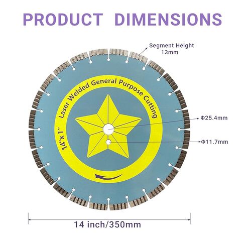 Diamond Cutting Disc General Purposing Diamond Saw Blade 4.5"/5"/7"/9"/12"/14" Cutting Bricks,Floor pavings,Slab, Masonry,Asphalt,roof,kerbs,Building Materials (14''-1pcs) in Saudi Arabia