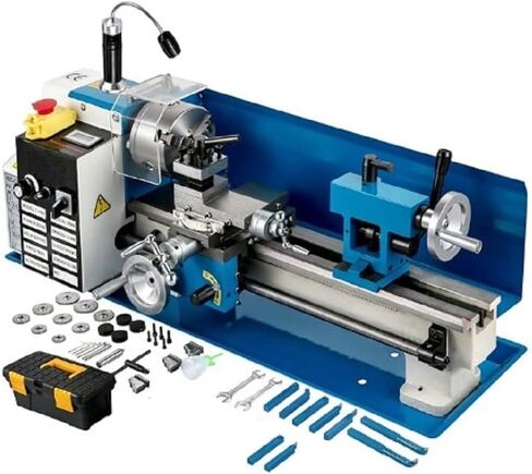 مخرطة Buyohlic مقاس 7 × 14 بوصة، سرعة متغيرة 550 وات 50-2250 دورة في الدقيقة مع مخرطة صغيرة CNC ذات 3 فكات مخرطة صغيرة مع صندوق أدوات شاشة رقمية للمعادن in Saudi Arabia