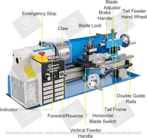 مخرطة Buyohlic مقاس 7 × 14 بوصة، سرعة متغيرة 550 وات 50-2250 دورة في الدقيقة مع مخرطة صغيرة CNC ذات 3 فكات مخرطة صغيرة مع صندوق أدوات شاشة رقمية للمعادن in Saudi Arabia