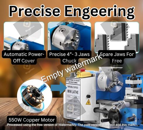 مخرطة Buyohlic مقاس 7 × 14 بوصة، سرعة متغيرة 550 وات 50-2250 دورة في الدقيقة مع مخرطة صغيرة CNC ذات 3 فكات مخرطة صغيرة مع صندوق أدوات شاشة رقمية للمعادن in Saudi Arabia