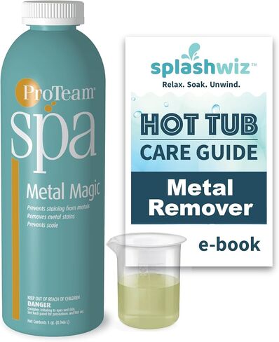 Proteam Spa Metal Magic - Spa Metal Remover for Hot Tub with SplashWiz Hot Tub Chemicals Care Guide - Made in USA (1 qt) in Saudi Arabia