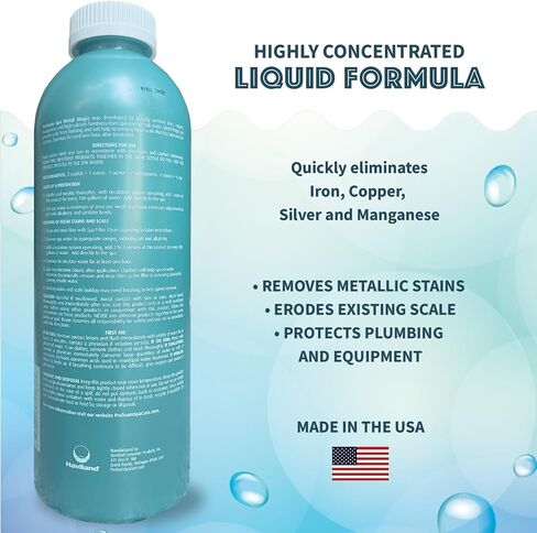 Proteam Spa Metal Magic - Spa Metal Remover for Hot Tub with SplashWiz Hot Tub Chemicals Care Guide - Made in USA (1 qt) in Saudi Arabia