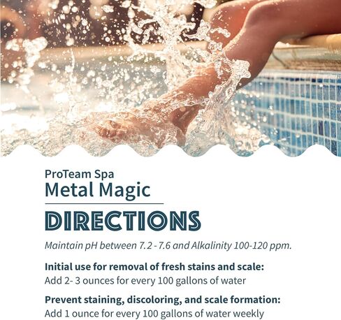 Proteam Spa Metal Magic - Spa Metal Remover for Hot Tub with SplashWiz Hot Tub Chemicals Care Guide - Made in USA (1 qt) in Saudi Arabia
