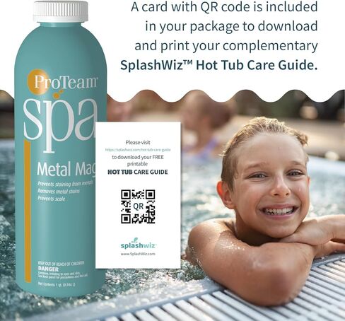 Proteam Spa Metal Magic - Spa Metal Remover for Hot Tub with SplashWiz Hot Tub Chemicals Care Guide - Made in USA (1 qt) in Saudi Arabia