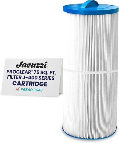 Jacuzzi ProClear 75 Sq Ft Trilobal Polyester Media, Replacement Spa Filter 6540‑164J, Fits 2002–2025 J‑300 Series Hot Tubs, Twist-Off Cap for Mineral Sanitizer Sticks, Maintains Water Clarity in Saudi Arabia