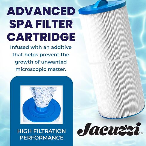 Jacuzzi ProClear 75 Sq Ft Trilobal Polyester Media, Replacement Spa Filter 6540‑164J, Fits 2002–2025 J‑300 Series Hot Tubs, Twist-Off Cap for Mineral Sanitizer Sticks, Maintains Water Clarity in Saudi Arabia