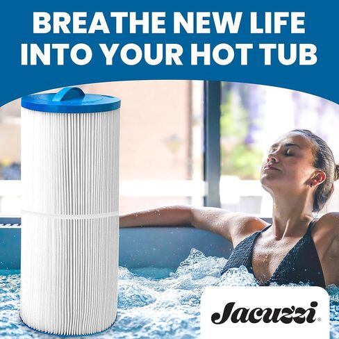 Jacuzzi ProClear 75 Sq Ft Trilobal Polyester Media, Replacement Spa Filter 6540‑164J, Fits 2002–2025 J‑300 Series Hot Tubs, Twist-Off Cap for Mineral Sanitizer Sticks, Maintains Water Clarity in Saudi Arabia