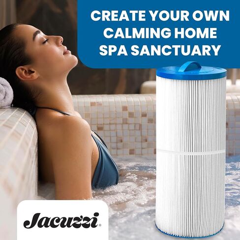 Jacuzzi ProClear 75 Sq Ft Trilobal Polyester Media, Replacement Spa Filter 6540‑164J, Fits 2002–2025 J‑300 Series Hot Tubs, Twist-Off Cap for Mineral Sanitizer Sticks, Maintains Water Clarity in Saudi Arabia