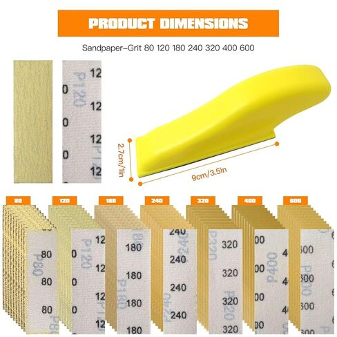 Micro Detail Sander Tool Kit, Mini Polishing Tool, Wood Sanding Sander 80/120/180/240/320/400/600 Grit Yellow Sandpaper, Micro Sander for Smoothing Surface, Multifunctional Mini Hand Tool in Saudi Arabia