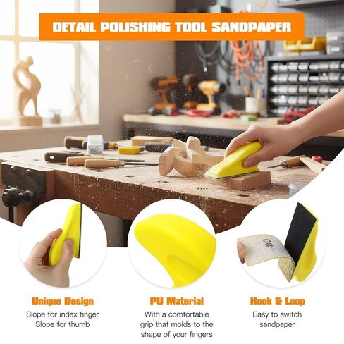 Micro Detail Sander Tool Kit, Mini Polishing Tool, Wood Sanding Sander 80/120/180/240/320/400/600 Grit Yellow Sandpaper, Micro Sander for Smoothing Surface, Multifunctional Mini Hand Tool in Saudi Arabia