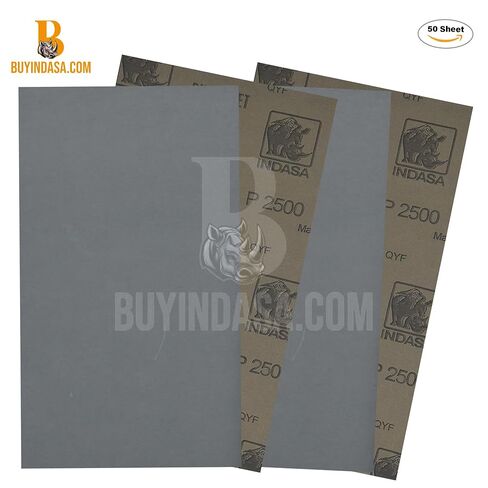 Indasa 50 PCS 5.5x9" Wet & Dry Rhynowet Sandpaper 1500 GRIT Half Sheets – Silicon Carbide Abrasive for Auto, Wood, Metal, Paint & Coat Finishing – Abrasive Sandpaper, Plusline in Kuwait