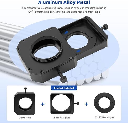 Astromania Telescope Filter Drawer, Astrophotography Filter Drawer with M42x0.75 T/T2 Thread on Both Ends - Bundle with - Laser Collimator Alignment 1.25 Inch in Saudi Arabia