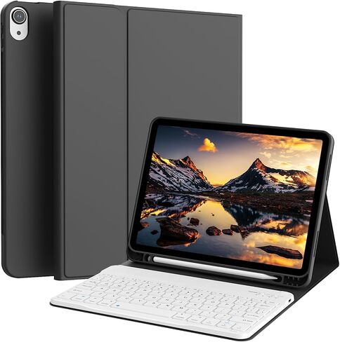 حالة لوحة مفاتيح ذكية جديدة لـ iPad Air 11 بوصة M3 (2025) / M2 (2024) ، iPad Air 5th / 4th Generation 10.9 بوصة - غطاء TPU ناعم مع لوحة مفاتيح Bluetooth قابلة للفصل مغناطيسي ، Sky Blue in Kuwait