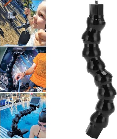 GLOGLOW كاميرا تدعم FLW 264 حامل ذراع مرن مع 8 أقسام، Monopod معقوفة للكاميرا الرياضية، مادة ABS، أسود، كاميرات رياضية لولبية 1/4 بوصة وملحقاتها in Kuwait