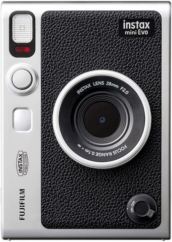 كاميرا Fujifilm Instax Mini EVO Hybrid الرقمية/الفورية مع حزمة أفلام Instax Mini Twin (20 تجربة) + مجموعة صندوق الصور والإطارات والبطاقات البريدية in Saudi Arabia