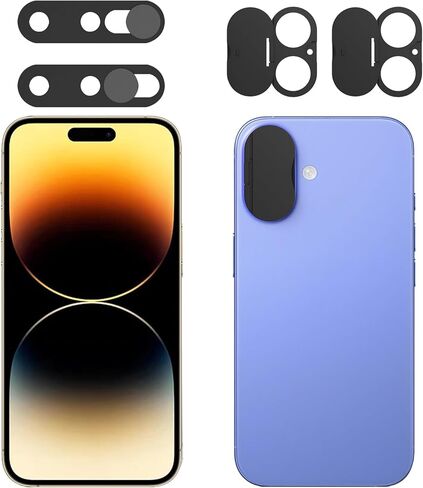 غطاء الكاميرا الأمامي متوافق مع iPhone 16/16 بالإضافة إلى غطاء العدسات الخلفية ، وحماية الخصوصية والأمان ولكن لا يؤثر على التعرف على الوجه (2PACK) -2025 إصدار محدث in Saudi Arabia