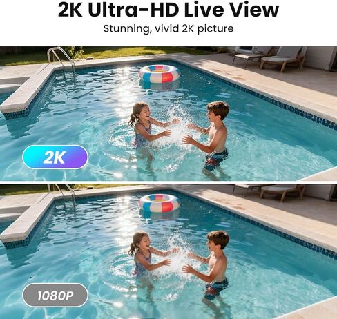 كاميرات مراقبة تعمل بالطاقة الشمسية لاسلكية في الهواء الطلق، كاميرات WiFi لأمن المنزل، كشف الحركة، إشعارات الهاتف الفورية، تخزين SD/سحابي، رؤية ليلية ملونة 2K، IP66 مقاومة للماء in Kuwait