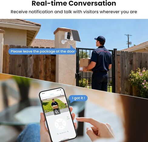 كاميرات مراقبة تعمل بالطاقة الشمسية لاسلكية في الهواء الطلق، كاميرات WiFi لأمن المنزل، كشف الحركة، إشعارات الهاتف الفورية، تخزين SD/سحابي، رؤية ليلية ملونة 2K، IP66 مقاومة للماء in Kuwait