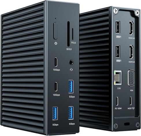 anyoyo USB C station Station Dual Dual Monitor محطة إرساء الكمبيوتر المحمول 16-in-1 حتى 2*HDMI 4K60+VGA1080P+2*USB C10GBPS+SD/TF+Audio+PD100W USB C HUB Multiport Adapter لـ MacBook/Dell/Lenovo/HP (Light Gray) in Kuwait