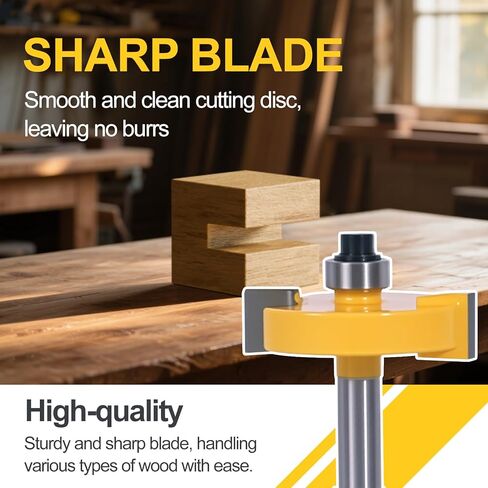 1/4 Inch Shank Rabbet Router Bit Set, 3 Pieces Carbide Tipped Rabbeting Router Bit with 6 Bearings Set, Interchangeable and Adjustable Bearing in Kuwait