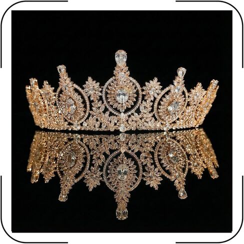 Vintage Cubic Zirconia Wedding Tiara for Bride Quince Prom Homecoming Pageant Costume Princess Queen Crown Large Crystal Birthday Headpieces Silver Bridal Hair Accessories (Silver) in Saudi Arabia