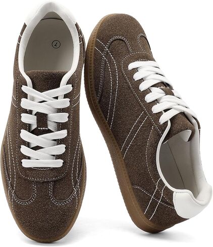 أحذية رياضية نسائية من COOLLULU أحذية رياضية خفيفة الوزن برباط من جلد الغزال مع نعال داخلية من إسفنج الذاكرة أحذية مشي مريحة وأحذية تنس مضادة للانزلاق in Kuwait