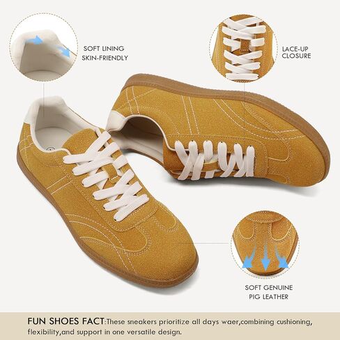 COOLLULU Women Retro Sneakers for Women Lightweight Lace-Up Shoes Suede Fashion Sneakers with Memory Foam Insoles Comfortable Walking Footwear Non-Slip Tennis Shoes in Saudi Arabia