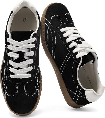 COOLLULU Women Retro Sneakers for Women Lightweight Lace-Up Shoes Suede Fashion Sneakers with Memory Foam Insoles Comfortable Walking Footwear Non-Slip Tennis Shoes in Saudi Arabia