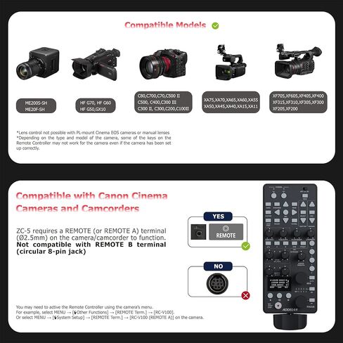 جهاز تحكم عن بعد سلكي ولاسلكي لكاميرا Canon، بديل لـ RC-V100، تحكم متعدد الوظائف لـ IRIS/Focus/Zoom/ISO/OSD/ND، متوافق مع XA65، XA60، XA11، C300، C200، XF200 in Saudi Arabia