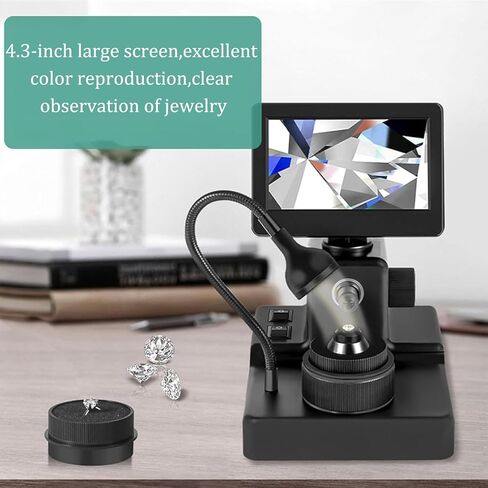 Digital Diamond Girdle Viewer,Jewelry Identification Microscope,Diamond Inscription Viewer,4.3 Inch Large Screen,Clear Magnification of 1000 Times,for Jewelry and Diamond Identification in Kuwait