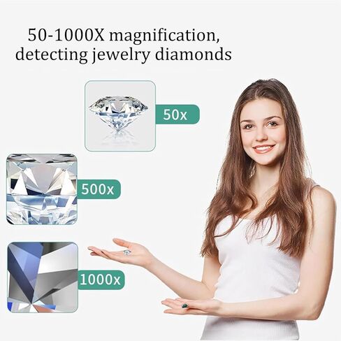 Digital Diamond Girdle Viewer,Jewelry Identification Microscope,Diamond Inscription Viewer,4.3 Inch Large Screen,Clear Magnification of 1000 Times,for Jewelry and Diamond Identification in Kuwait