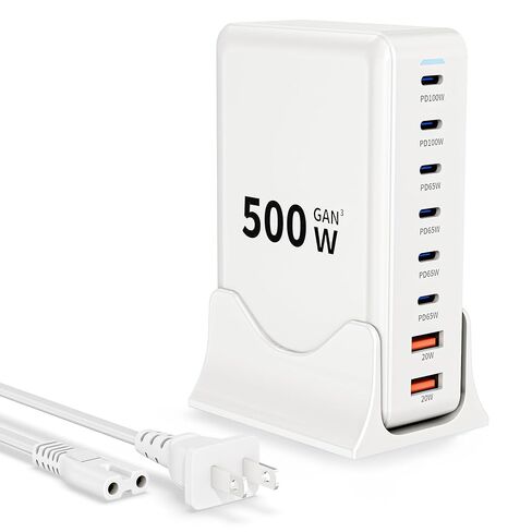 USB C Charger Block ، 200W Type C Charger Fast Charging ، 8 Port USB C & A Station Gan III Desktop Hub Block Adapter لـ Apple iPhone Air/17/16/15 ، iPad Pro/Air/Mini ، MacBook Pro/Air ، Samsung in Kuwait