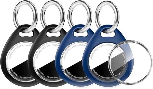 for Airtag Holder for Air Tag Case with Keychain, TPU Waterproof for Air Tag Case with Metal Key Rings，for Airtag Accessories for Apple Item Finder Tracker, 2 Pack Black+White in Saudi Arabia