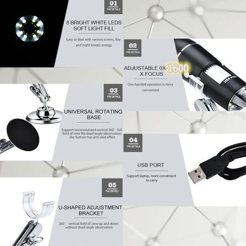 VALICLUD مجهر USB عالي الطاقة مكبر إلكتروني محمول لصيانة الصناعة وتحديد المجوهرات مع قاعدة قابلة للتعديل متوافقة مع الأجهزة باللون الأسود in Saudi Arabia