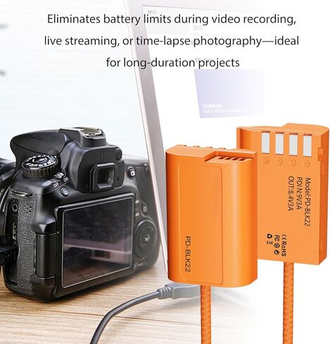 Pomya PD BLK22 USB C PD إلى BLK22 كابل طاقة بطارية الدمية، متوافق مع Lumix GH6 GH5 II DC S5 S5 II IIX GH5II in Kuwait