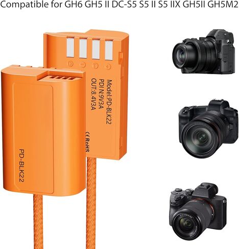Pomya PD BLK22 USB C PD إلى BLK22 كابل طاقة بطارية الدمية، متوافق مع Lumix GH6 GH5 II DC S5 S5 II IIX GH5II in Kuwait