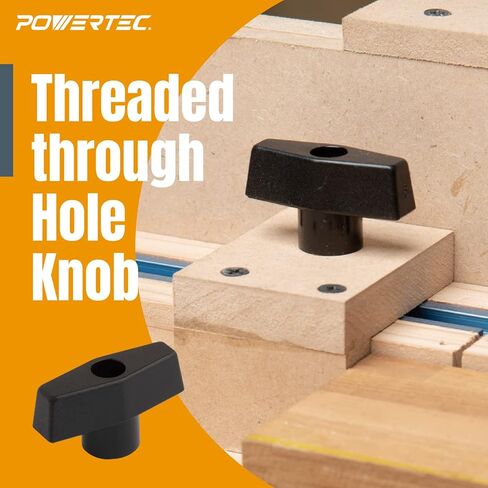 POWERTEC 72229 T Track 5/16"-18 Threaded Knob & T Bolts w/ 2PK Toggle Clamp Kit, 60lbs Holding Capacity, 201A Quick Release Horizontal Clamps w/Antislip Rubber Pressure Tip, Woodworking Jigs,Fixtures in Saudi Arabia