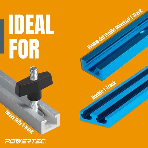 POWERTEC 72229 T Track 5/16"-18 Threaded Knob & T Bolts w/ 2PK Toggle Clamp Kit, 60lbs Holding Capacity, 201A Quick Release Horizontal Clamps w/Antislip Rubber Pressure Tip, Woodworking Jigs,Fixtures in Saudi Arabia