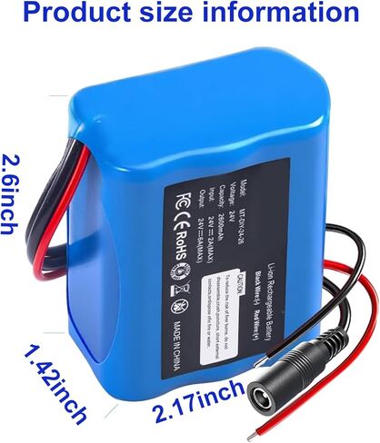 حزمة واحدة 24 فولت 2.6 أمبير في الساعة بطارية ليثيوم ذاتية الصنع، مشروع DIY قابل للتطبيق، سيارة RC، روبوت، ألواح شمسية، شريط إضاءة LED، كاميرا CCTV، إلخ، مع شاحن، سلك موصلات عارية، موصل كابل للأطفال في السيارات in Kuwait