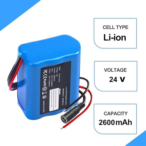 حزمة واحدة 24 فولت 2.6 أمبير في الساعة بطارية ليثيوم ذاتية الصنع، مشروع DIY قابل للتطبيق، سيارة RC، روبوت، ألواح شمسية، شريط إضاءة LED، كاميرا CCTV، إلخ، مع شاحن، سلك موصلات عارية، موصل كابل للأطفال في السيارات in Kuwait